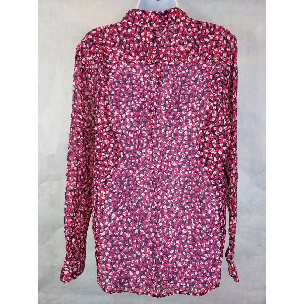 Gant Button Up Shirt Blouse Women's 12 Silk Cotton Pink Floral Collared Preppy - Picture 2 of 15
